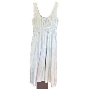 Wishlist Sun Dress Women M Tan Midi Linen Cotton Boho Flowy Beach Cottagecore
